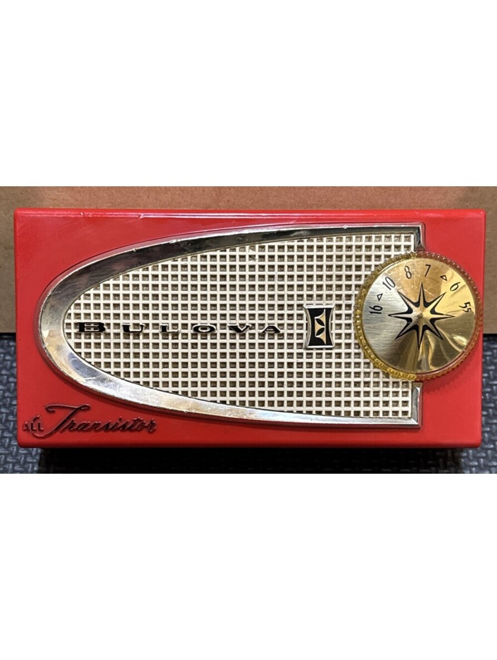 Vintage 1959 BULOVA 720 Transistor Radio | Red | Works - READ